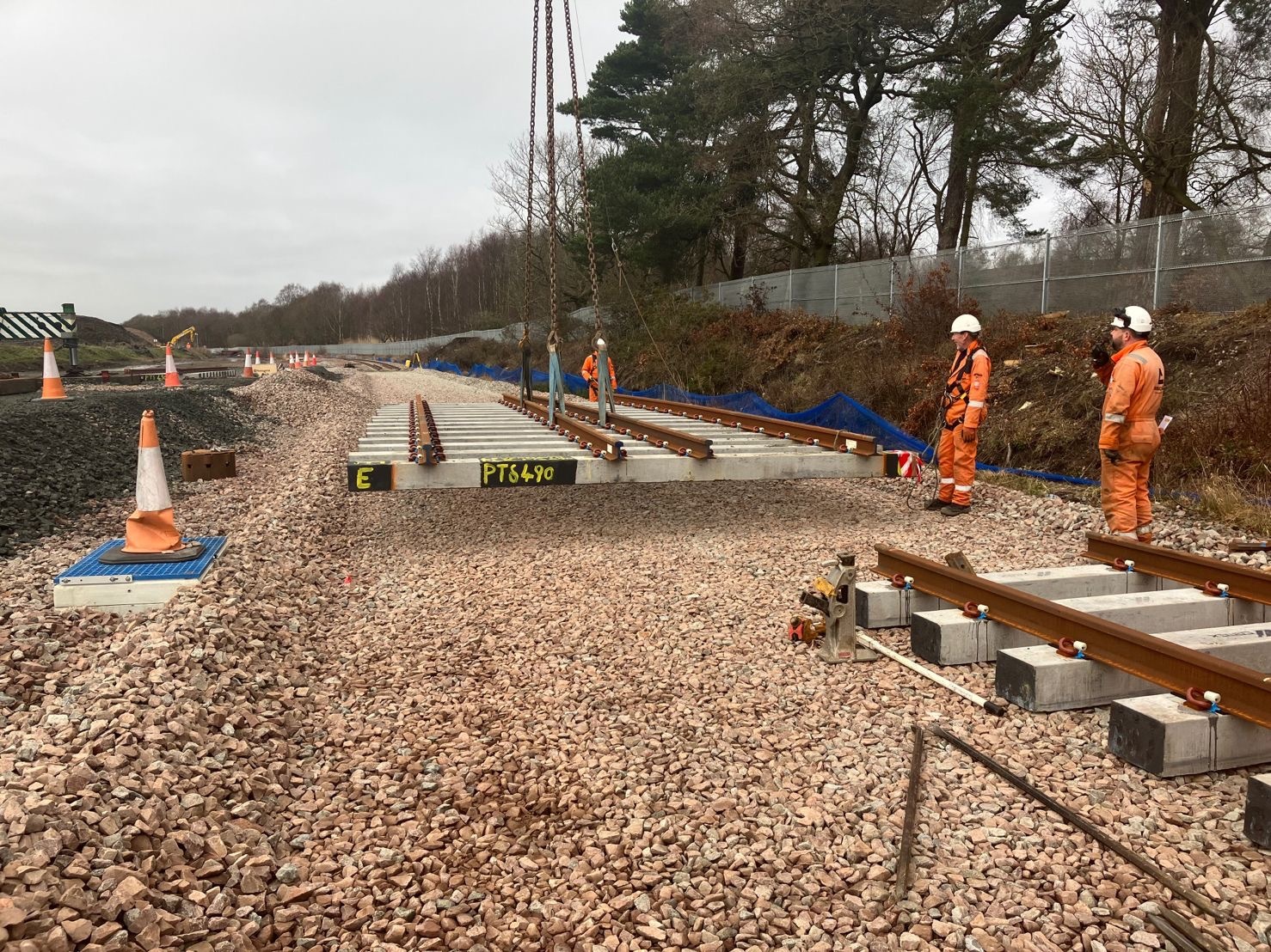 Track panels being positioned on Leven rail link