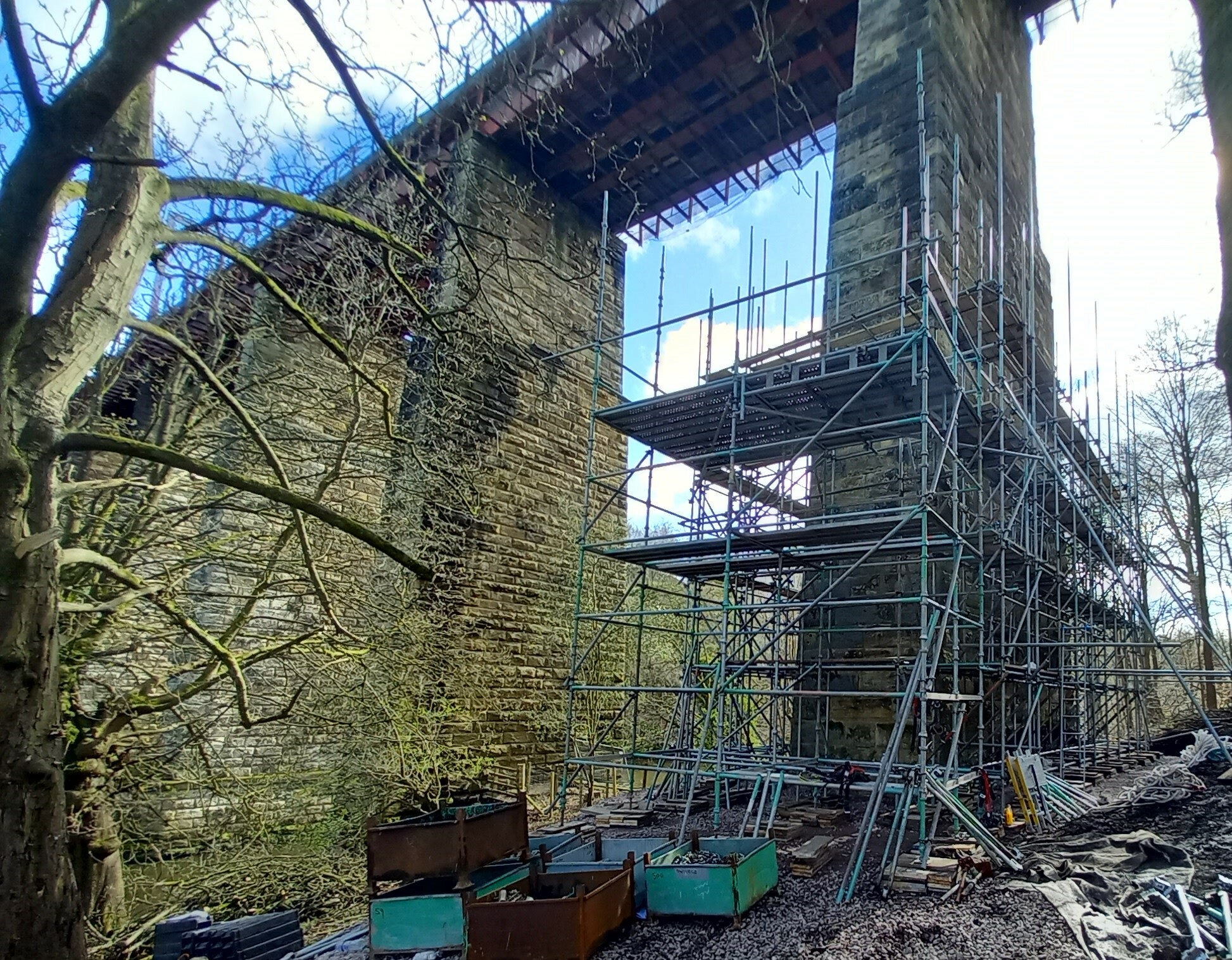 Span 5 of Camps Viaduct scaffold erection underway
