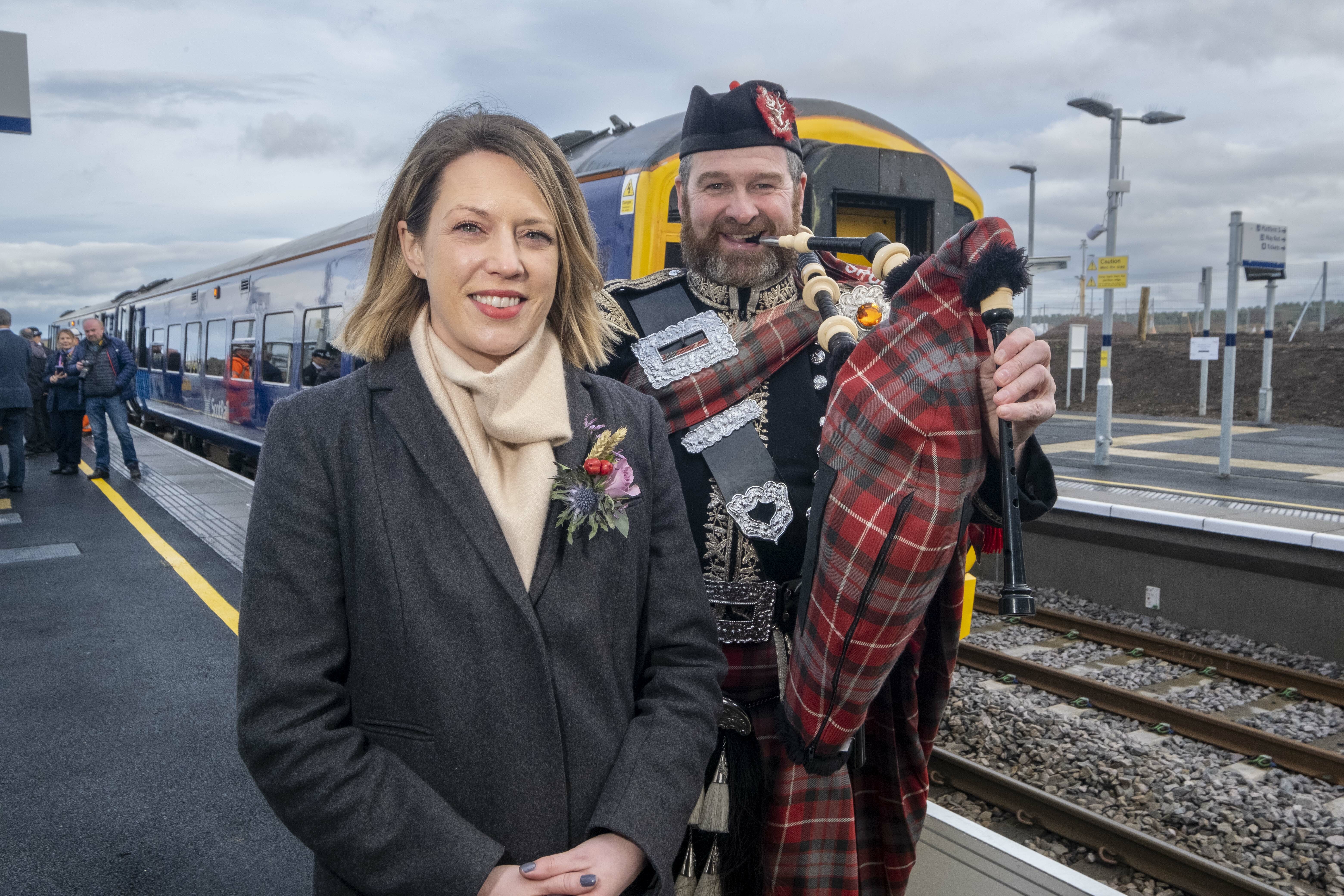 Transport Minister, Jenny Gilruth Inverness Airport station