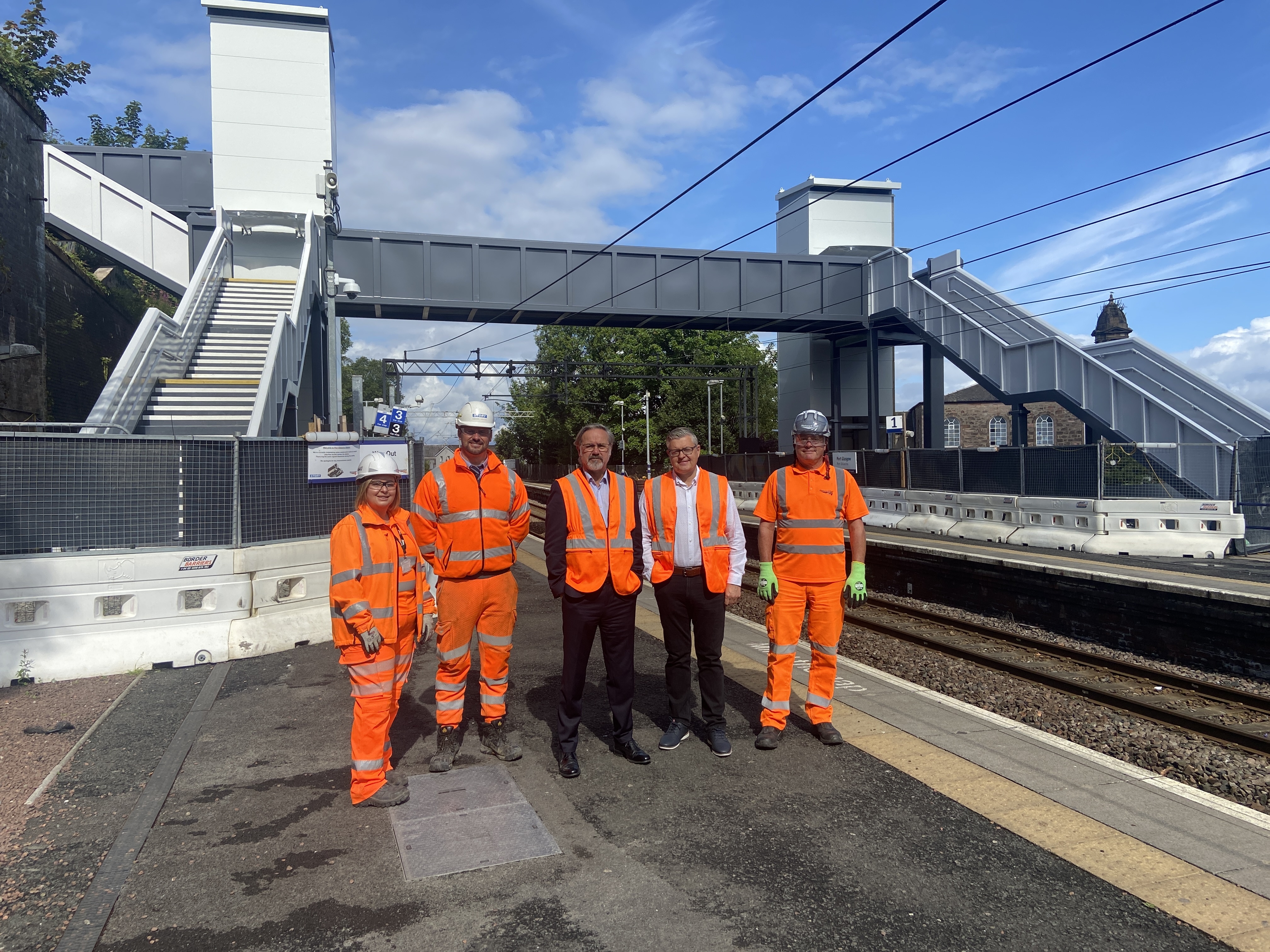 MP Ronnie Cowan MSP Stuart McMillian with Laura and Rod, Network Rail, and Paul, STORY, at Port Glasgow.jpeg