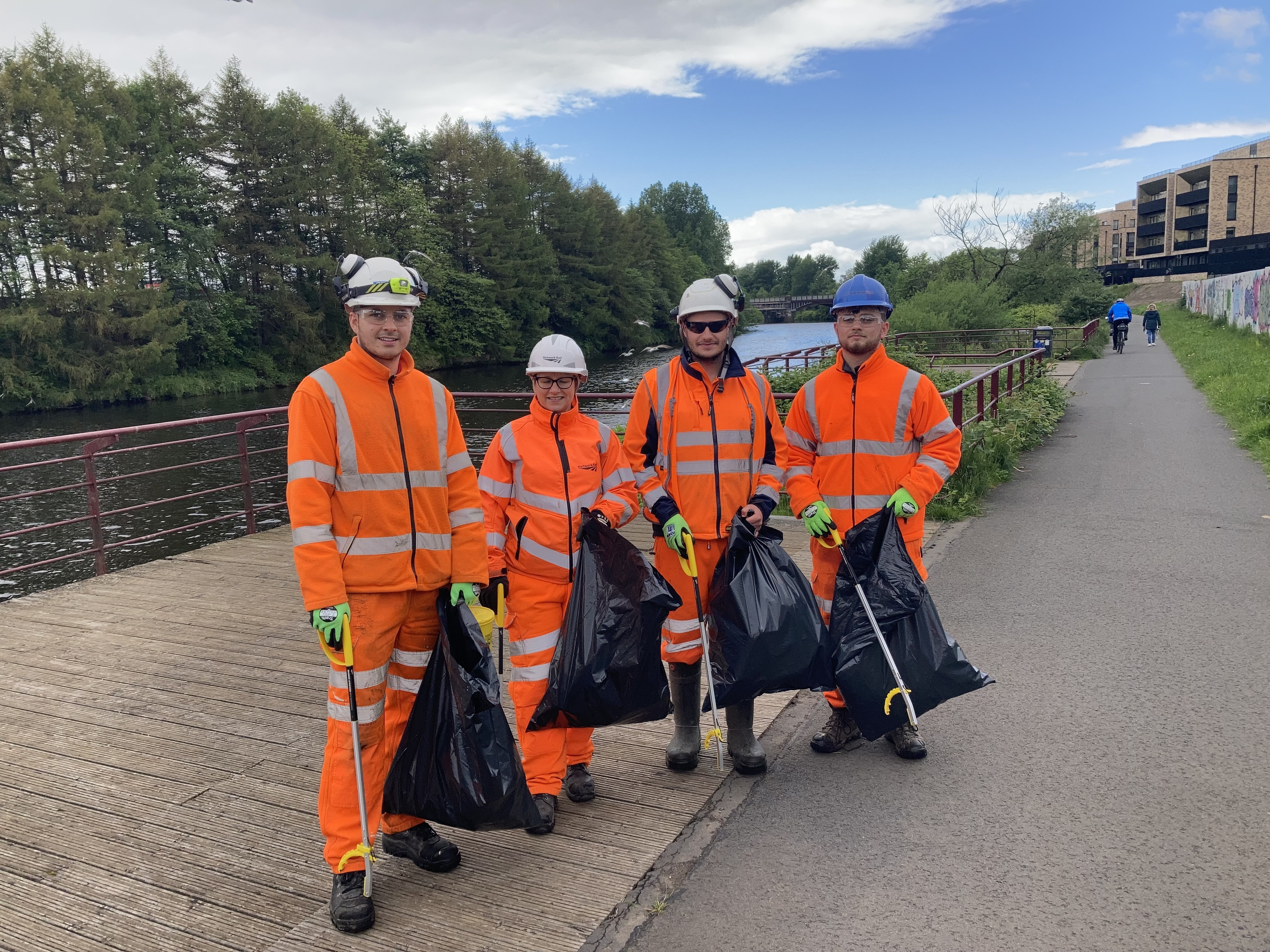 Litter picking near the Clyde Viaduct back in May 2022